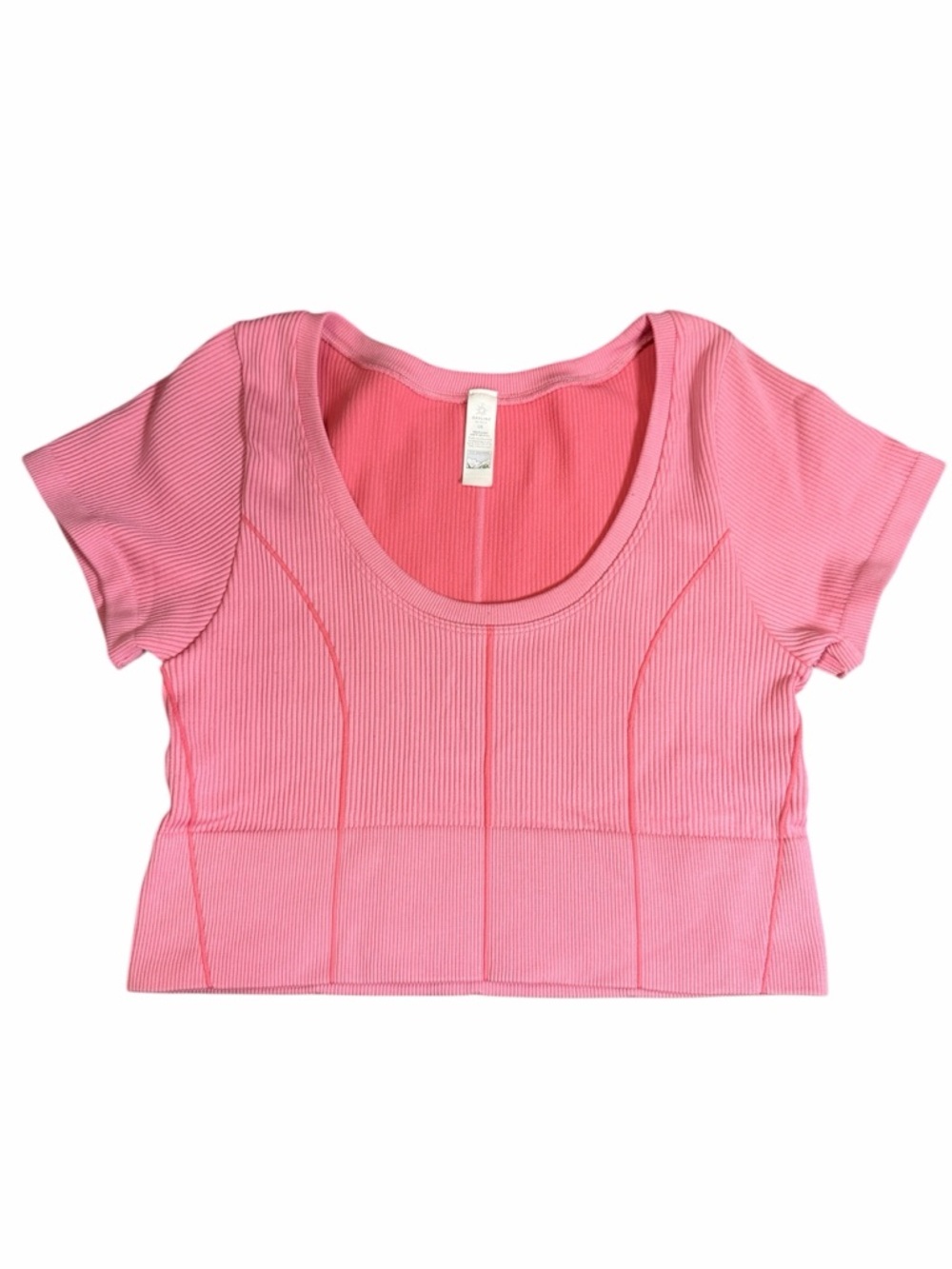 Offline by Aerie seamless ribbed fitted scoop neck Barbie pink crop top -size L